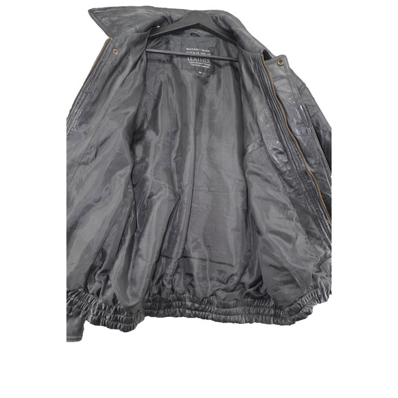 Vintage MAXAM Lambskin Leather Biker Jacket Harley Patch Mosaic Panel Black M - Picture 2 of 8